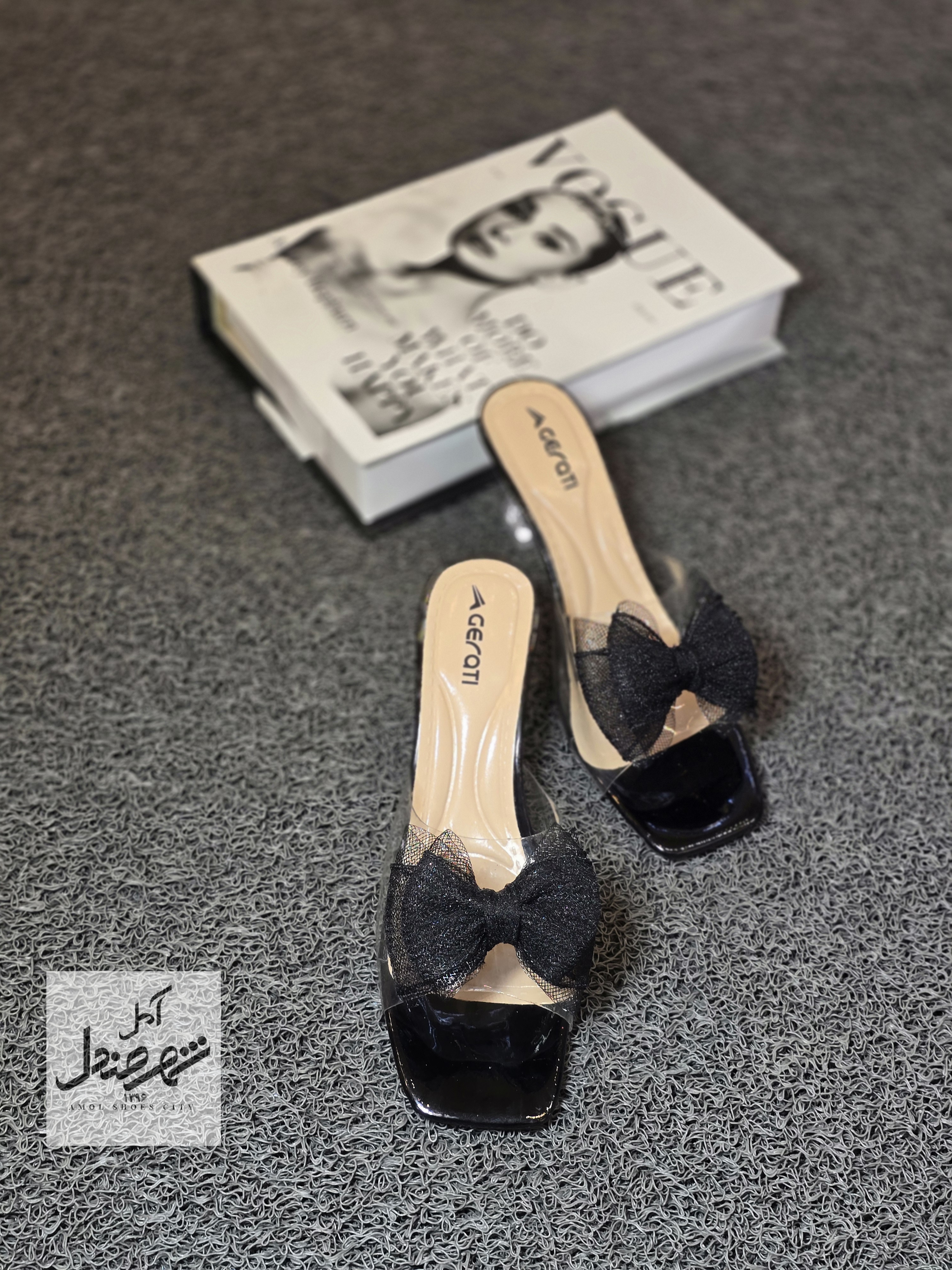 صندل پاشنه طلقی عروسکی مشکی