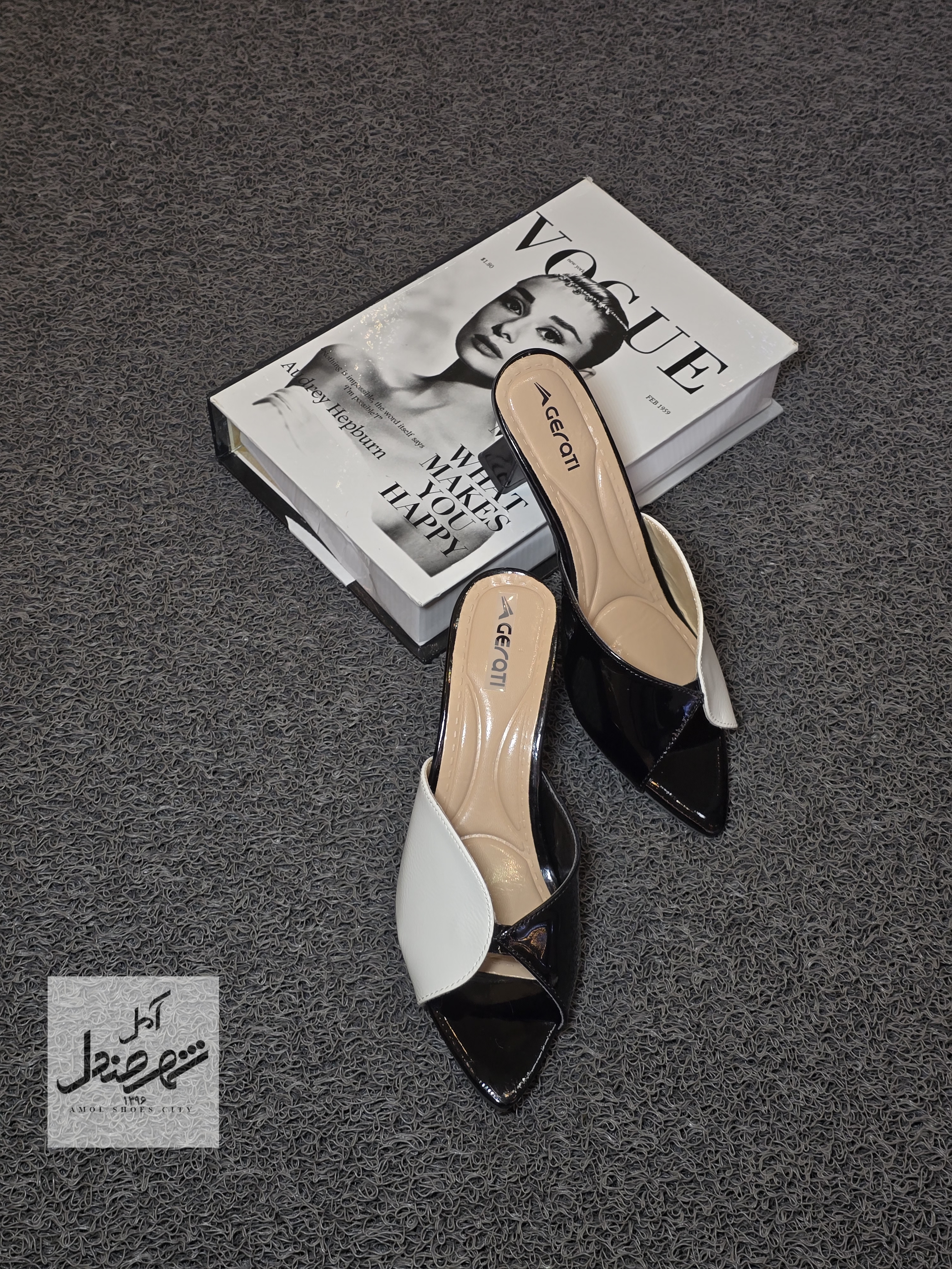 صندل پاشنه دار دو رنگ مشکی